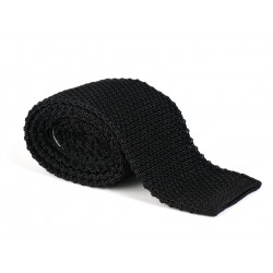Cravate tricot de soie noire
