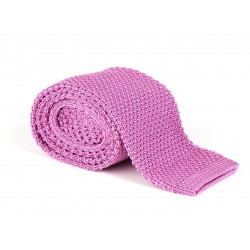 Cravate tricot de soie rose