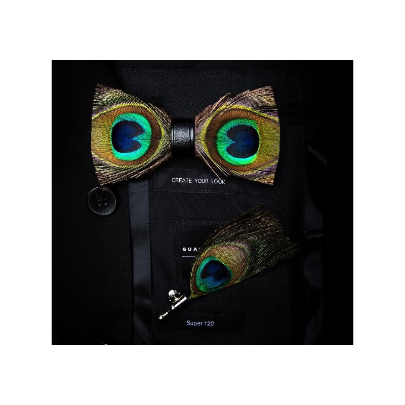 Noeud papillon en plumes : Paon, vue 5